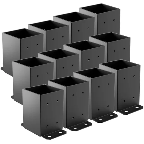 Vista 12 de SPACEEUP Base de Poste 4x4 2 Piezas, Tamaño Interior 3.6"x3.6" Base de Poste para Terraza, Anclaje de Poste Resistente con Recubrimiento en Polvo