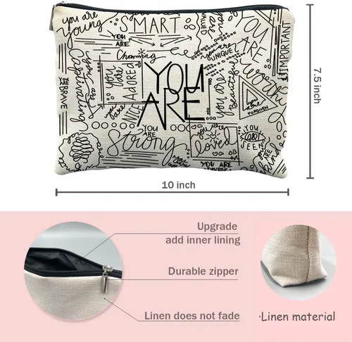 Vista 4 de Bolsa de Maquillaje con Estampado de Vaca Likjad - Regalos de Vaca para Mujeres, Inspirador.