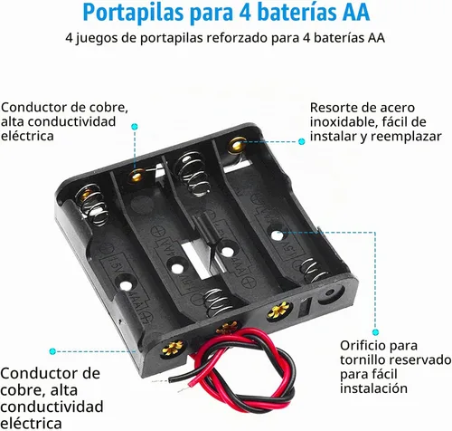 Vista 3 de Paquete de 4 soportes de batería AA gruesos, 4