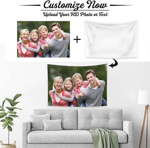Vista 5 de Canessioa Tapiz personalizado para cargar imágenes personalizadas, tapiz personalizado, pancarta, logotipo, diseño de texto, tapiz para colgar