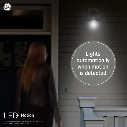 Vista 10 de GE Lighting LED+ - Bombilla de seguridad para exteriores con sensor de movimiento, blanco cálido, ajuste del atardecer al amanecer, base media
