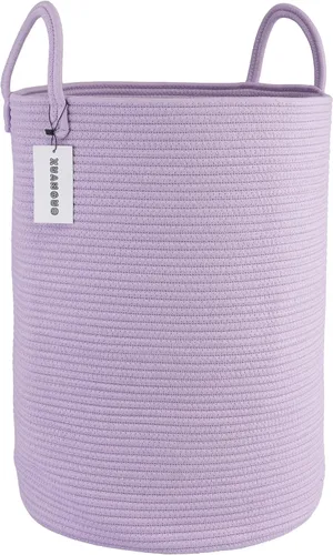 Vista 12 de XUANGUO Cesta de cuerda de algodón negro para ropa sucia, cesta de almacenamiento tejida para sala de estar, dormitorio, cesta de cuerda alta