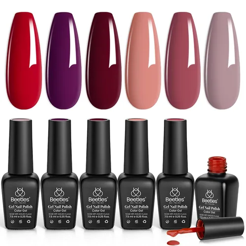 Vista 14 de Beetles - Juego de esmaltes de gel de otoño con gel floreciente, efecto A - Marrón ámbar Atracción ámbar