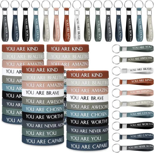 Vista 7 de Sratte 120 pulseras motivacionales, regalos inspiradores, llaveros inspiradores, regalo de agradecimiento para la semana de CNA, profesores