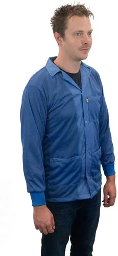 Vista 2 de StaticTech 9406 Series ESD Jacket with Lapel Collar, 3 Pockets & Anti-Static Knit Cuffs