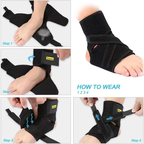 Vista 4 de Yosoo Health Gear Yosoo - Tobillera de neopreno transpirable ajustable de compresión para tendones de esguince de tobillo, talla única, color negro