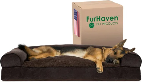 Vista 8 de Furhaven - Cama para perros, cojín de almohada tradicional sofá y colchón de espuma rectangular terapéutico de lujo con funda extraíble para perros