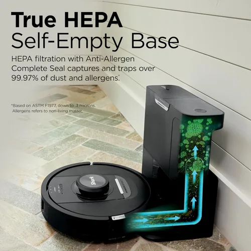 Vista 10 de Shark PowerDetect Robot Aspiradora con base autovaciante con tecnología NeverStuck, limpieza profunda automática en alfombras y suelos duros