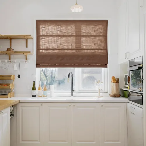 Vista 28 de TWOPAGES Liz - Persianas romanas sin taladro, sin cordón, con textura de lino para ventanas, persianas romanas personalizadas que oscurecen