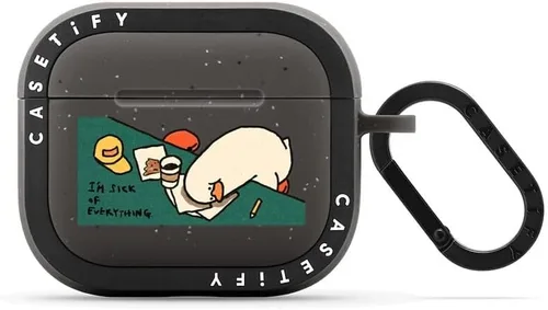 Vista 13 de CASETiFY Bounce - Funda para Airpods (3ª generación) con anillo - Black Kingsnake - Carbón mate