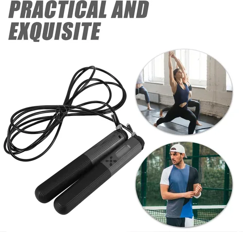 Vista 7 de INOOMP Cuerda de saltar inteligente con asas antideslizantes para adultos, contador de saltos digital, portátil, jumprope pesado para hombres