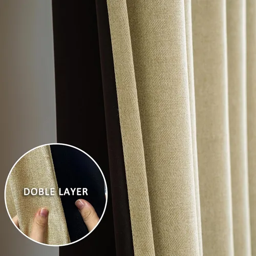 Vista 3 de Cortinas 100% opacas con forro negro, paneles de ojales con textura de espiga con aislamiento térmico y reducción de ruido, oscurecimiento total