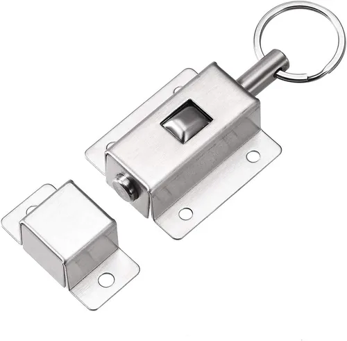 Vista 3 de uxcell Perno de barril de puerta, acero inoxidable 304 anillo de tracción de resorte con bloqueo deslizante automático con tornillo, 2 piezas