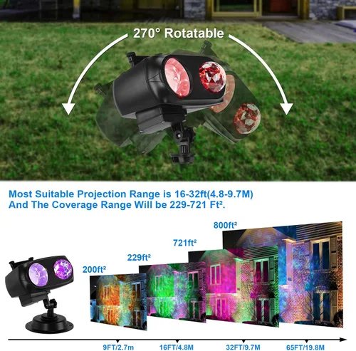 Vista 8 de HAKUTA Luces de Proyector de Navidad, Proyector LED de Efecto de Olas del Mar HD con 10 Diapositivas HD (Olas de Océano 3D + Patrones) y Control
