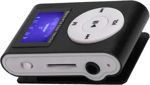 Vista 6 de Mini reproductor de MP3, pantalla LCD mini reproductor de música USB, con auriculares, reproductor de clip ultraligero, carcasa de metal, soporte