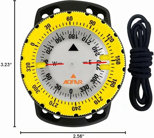 Vista 5 de AOFAR Brújula de buceo AF-Q60B impermeable, duradera, compacta. Brújula estilo de cordón para vela, buceo, estilo cordón