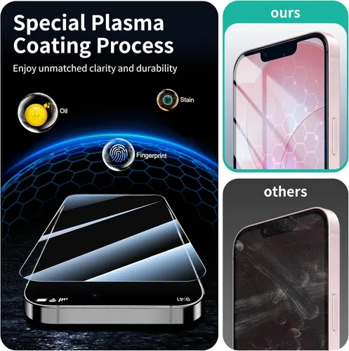 Vista 7 de Paquete de 2+2 protectores de pantalla de vidrio templado antiluz azul y protector de lente de cámara para iPhone 17e/16e, protección ocular