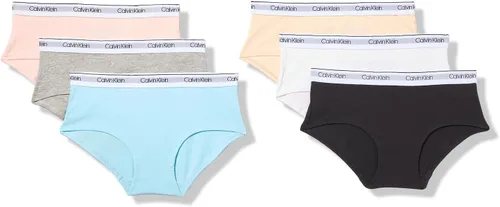 Vista 9 de Calvin Klein girls Cotton Hipster Underwear Panties, 6-pack Paquete Delta Teal