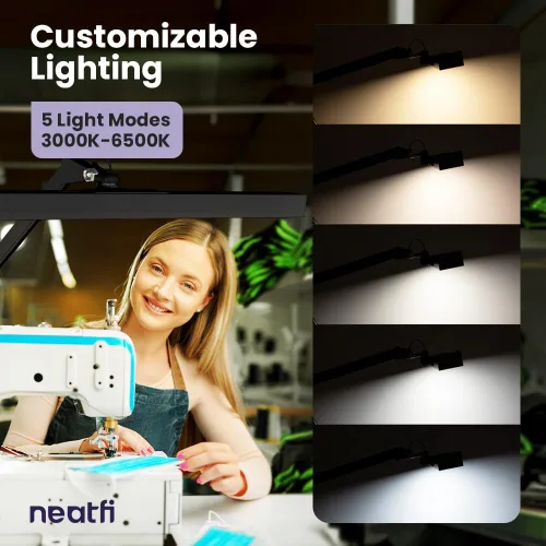 Vista 4 de Neatfi Lámpara de escritorio LED ultra de 3000 lúmenes con abrazadera, luz de monitor regulable de 30 W, 5 niveles de brillo y 5 modos de luz