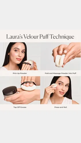 Vista 5 de Laura Mercier Polvo de ajuste suelto translúcido, control de brillo las 24 horas, acabado mate suave, impregnado con vitaminas C+ E, uso duradero