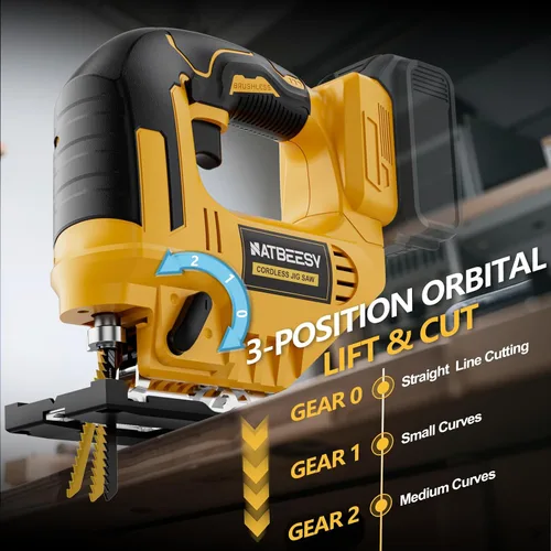 Vista 6 de Sierra caladora compatible con batería Dewalt de 20V Max, herramienta de sierra caladora inalámbrica sin escobillas NATBEESY, luz de trabajo LED