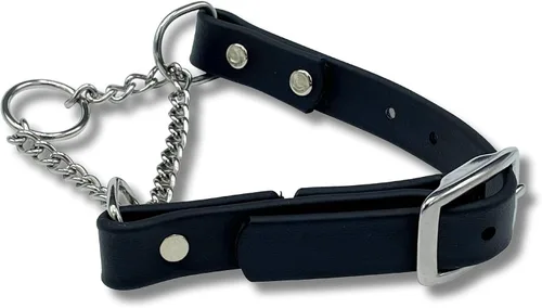 Vista 17 de Collar de Martingala para Perros, Biothane, Hardware de Acero Inoxidable, Sin Tirones, Fabricado en Estados Unidos, Grado Profesional, XXS, Negro