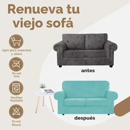Vista 5 de WEERRW Fundas de terciopelo para sofá de 2 cojines - 3 piezas de fundas elásticas de lujo de terciopelo de alta elasticidad con fondo elástico