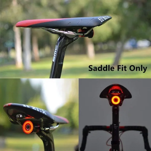 Vista 3 de Luz trasera inteligente para bicicleta ultra brillante, luz de bicicleta recargable encendido/apagado automático, luces LED impermeables IPX6
