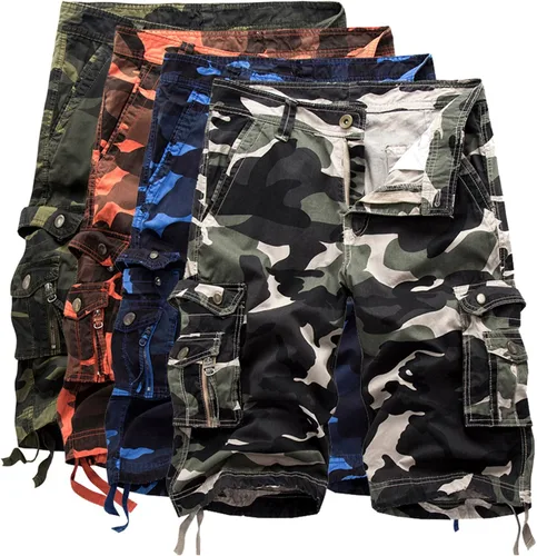 Vista 5 de AOYOG Men's Camo Cargo Shorts Relaxed Fit Multi-Pocket Outdoor Camouflage Cargo Shorts Cotton