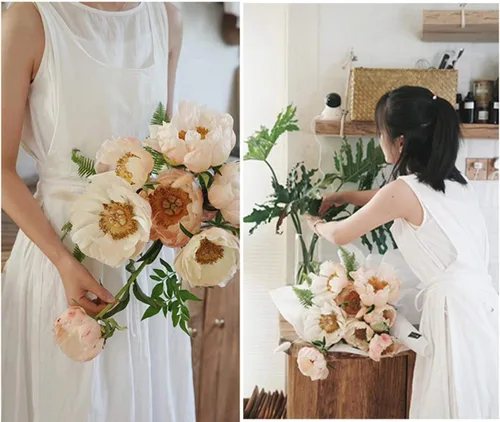 Vista 3 de Vestido estilo pinafore de algodón con cuello en V y cuello en V para mujeres y niñas
