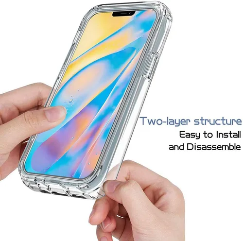 Vista 3 de AKABEILA Funda transparente para iPhone 13 y 14, funda de protección de cuerpo completo de 360°, protector de pantalla integrado sensible al tacto