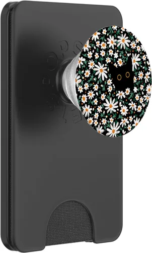 Vista 7 de Lindo gato negro escondido en margarita floral gato PopSockets intercambiables PopGrip