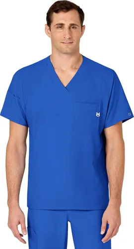 Vista 21 de WonderWink W123 6355 - Camiseta de manga corta para hombre Camiseta médica con cuello en V de 4 bolsillos, hecha para funcionar, ajustar, tela Negro