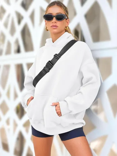 Vista 3 de AUTOMET Sudaderas de gran tamaño con capucha de forro polar para mujer, camisas de manga larga, sudaderas con bolsillo para otoño 2025