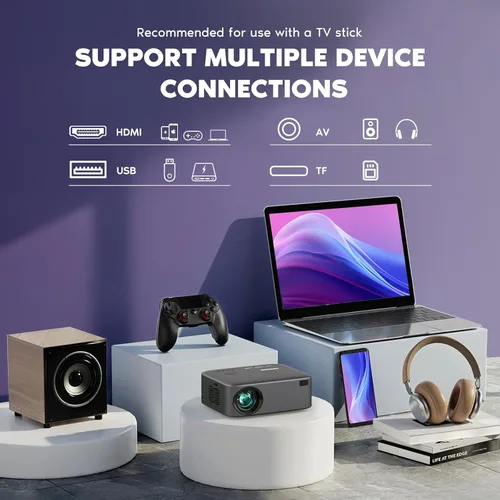 Vista 6 de 【Enfoque eléctrico】Proyector NISOO Native 1080P, proyector compatible con 4K con WiFi y Bluetooth, función de zoom, película al aire libre