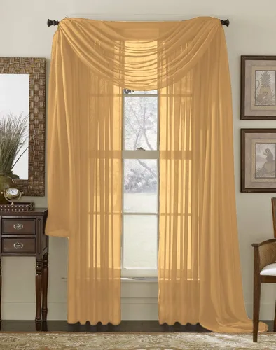 Vista 22 de Juego de 3 piezas de cortinas y cenefa Interior Trends, fina, totalmente cosida, juego de 2 cortinas y 1 cenefa a juego