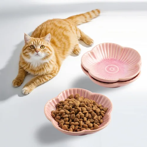 Vista 8 de Mecaikru Tazones de comida para gatos, platos de cerámica para gatos, plato para comida, agua y aperitivos, 4.72 pulgadas, uso en interiores