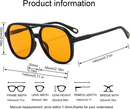 Vista 4 de OTICALA Gafas de sol de gran tamaño para mujer, parte superior plana, elegantes, grandes y cuadradas