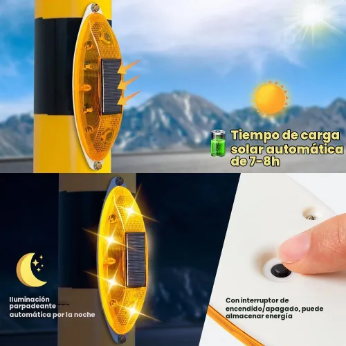 Vista 2 de Luz estroboscópica solar de advertencia LED sensible lámpara de advertencia súper brillante IP65 impermeable control de luz intermitente barricada