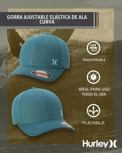 Vista 2 de Hurley Sombrero para hombre - Gorra ajustada elástica de visera curvada Aurora verde