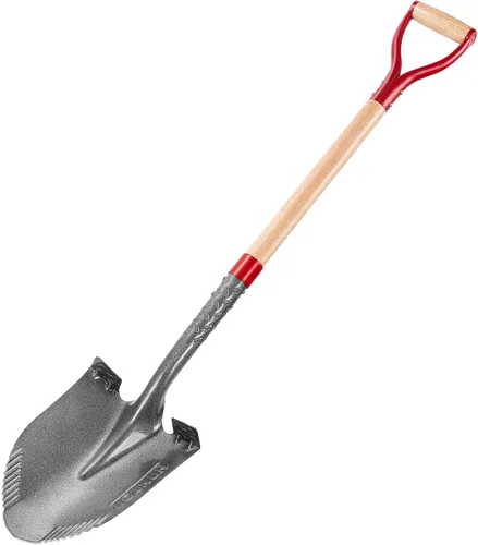 Vista 8 de Pala de jardín redonda con hoja de diente de sierra afilada para excavar Sharp Sawtooth Blade,Sturdy Fiberglass Handle,Comfortable Grip,For