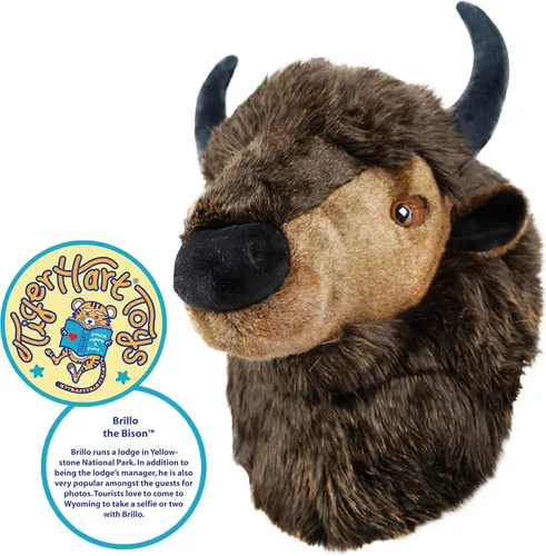 Vista 2 de TigerHart Brillo The Bison - Busto grande de peluche de 15 pulgadas con cabeza de búfalo