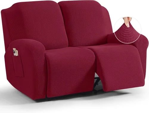 Vista 10 de TAOCOCO Funda reclinable de 4 piezas, funda elástica para sofá reclinable de 4 piezas, funda reclinable con 1 asiento, protector de sofá suave