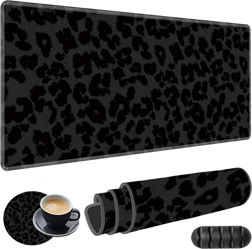 Vista 10 de Alfombrilla de mouse grande para juegos más un posavasos + clips para cables, alfombrilla de mouse extendida de ciervo camuflaje (31.5 x 11.8)