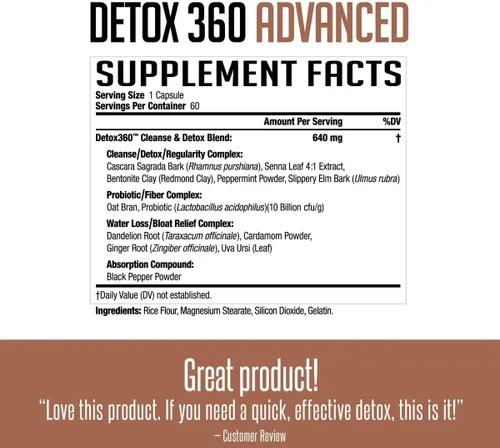 Vista 2 de FitLife Brands Nutrition Detox 360 Advanced - Limpieza y desintoxicación con probióticos y fibra para apoyar la salud y el bienestar intestinal