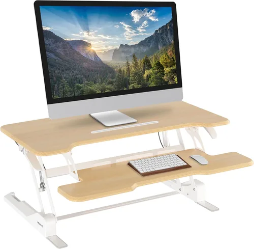 Vista 13 de Mount-It! Convertidor de escritorio de pie ajustable en altura, elevador compacto de escritorio de mesa de 30 pulgadas de ancho con resorte de gas