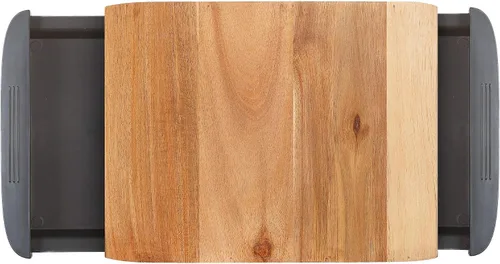 Vista 4 de Glad Tabla de cortar de madera de acacia con bandejas deslizantes atrapa alimentos y desechos Bloque de carnicero de madera maciza con cajones