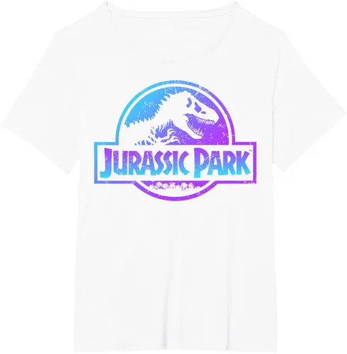 Vista 93 de Jurassic Park Camiseta de manga corta con logotipo Fossil azul y morado Negro