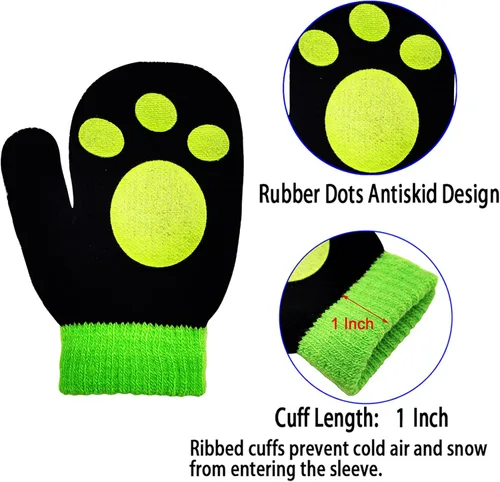 Vista 4 de Guantes para niños, guantes elásticos mágicos, 8 pares, antideslizantes para niños, guantes de invierno de punto para niños y niñas