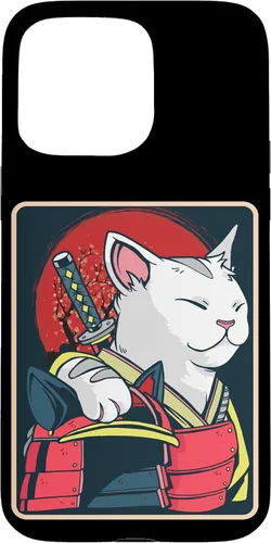 Vista 28 de Arte de gato japonés para iPhone 16 - Espada Katana - Anime Ninja Cat - Funda Catzilla